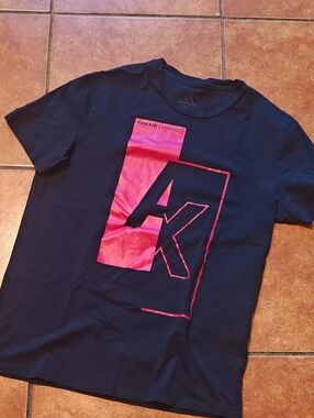 Armani Exchange Black Tee with Red AXGraphic